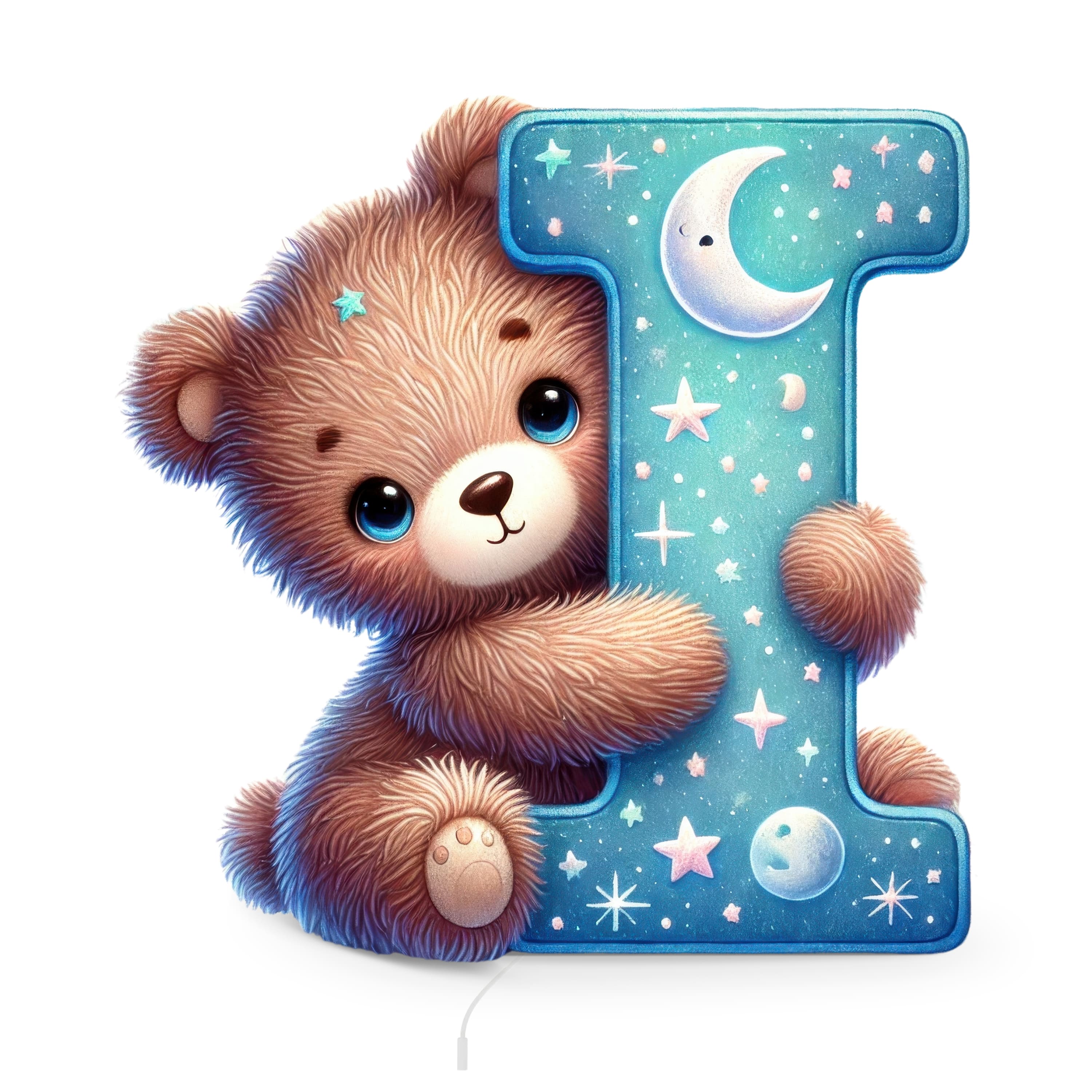 Lampe murale Veilleuse Lettre I Bleu fond blanc