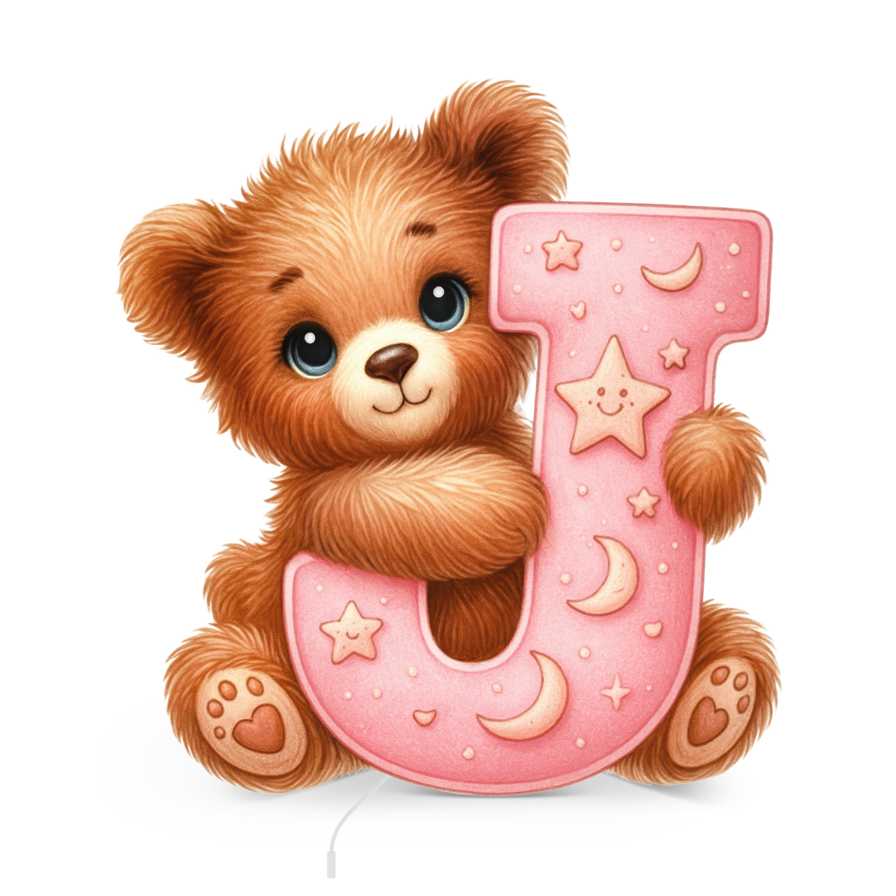 Lampe murale Veilleuse Lettre J Rose fond blanc