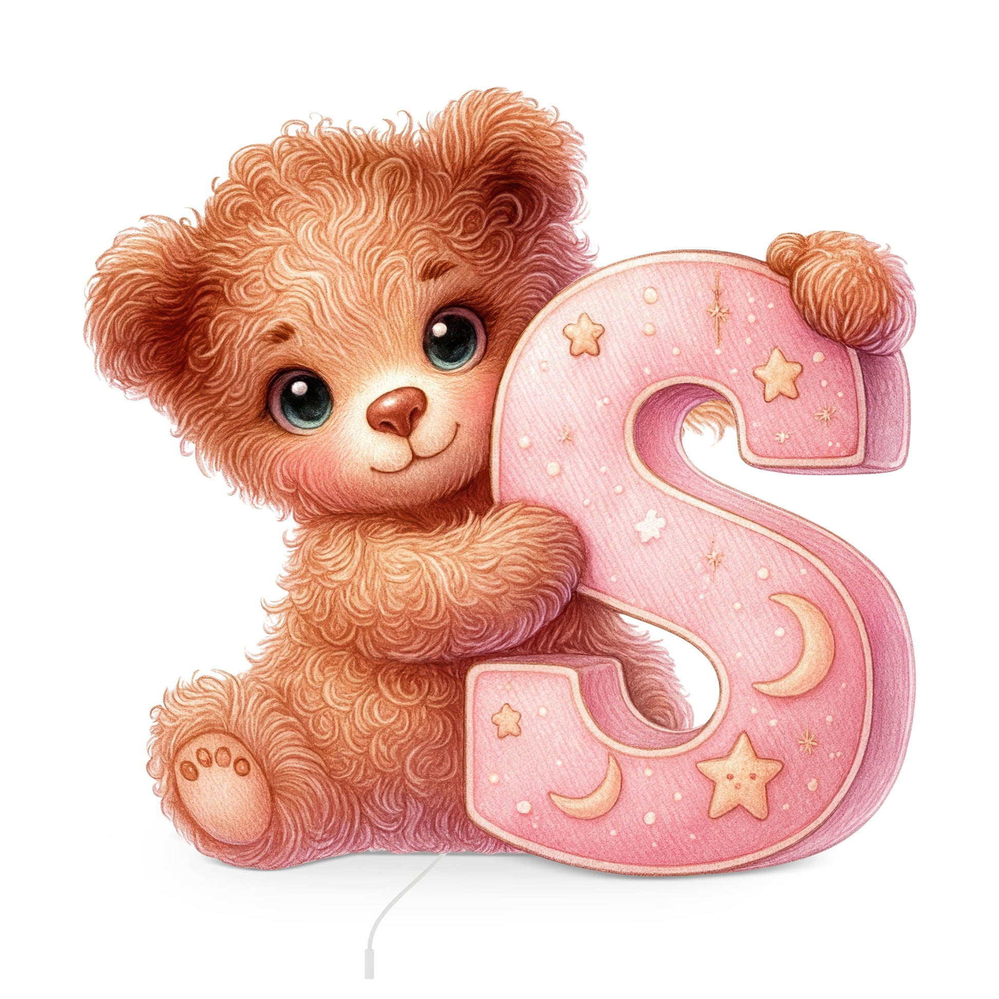 Lampe murale Veilleuse Lettre S Rose fond blanc