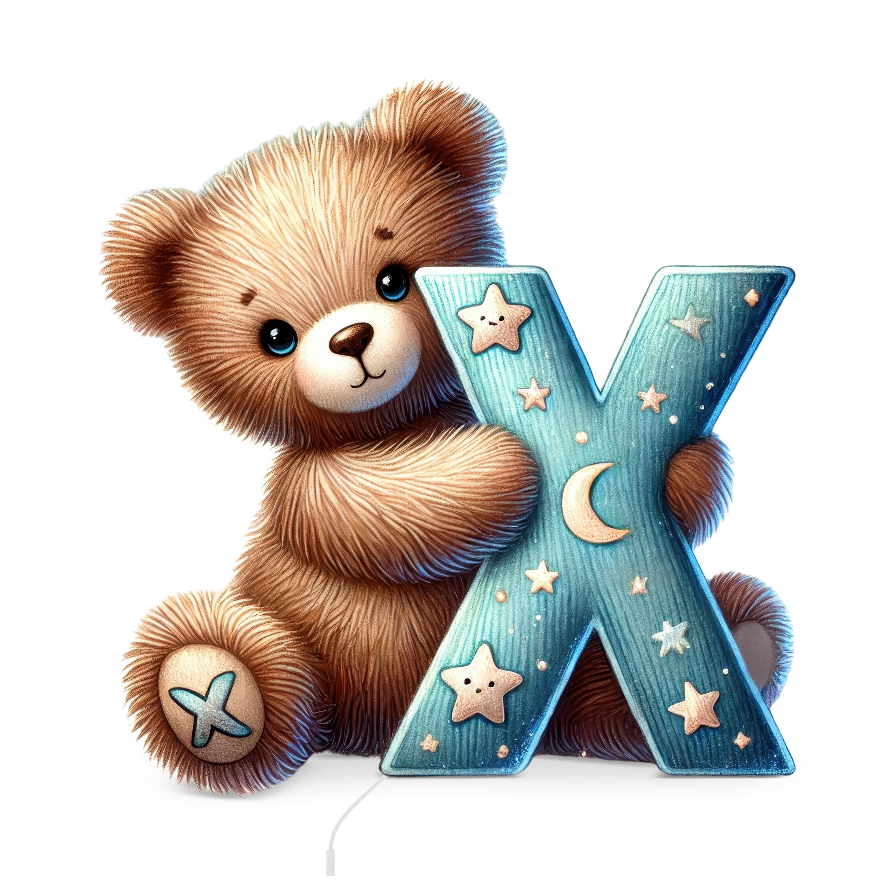 Lampe murale Veilleuse Lettre X Bleu fond blanc