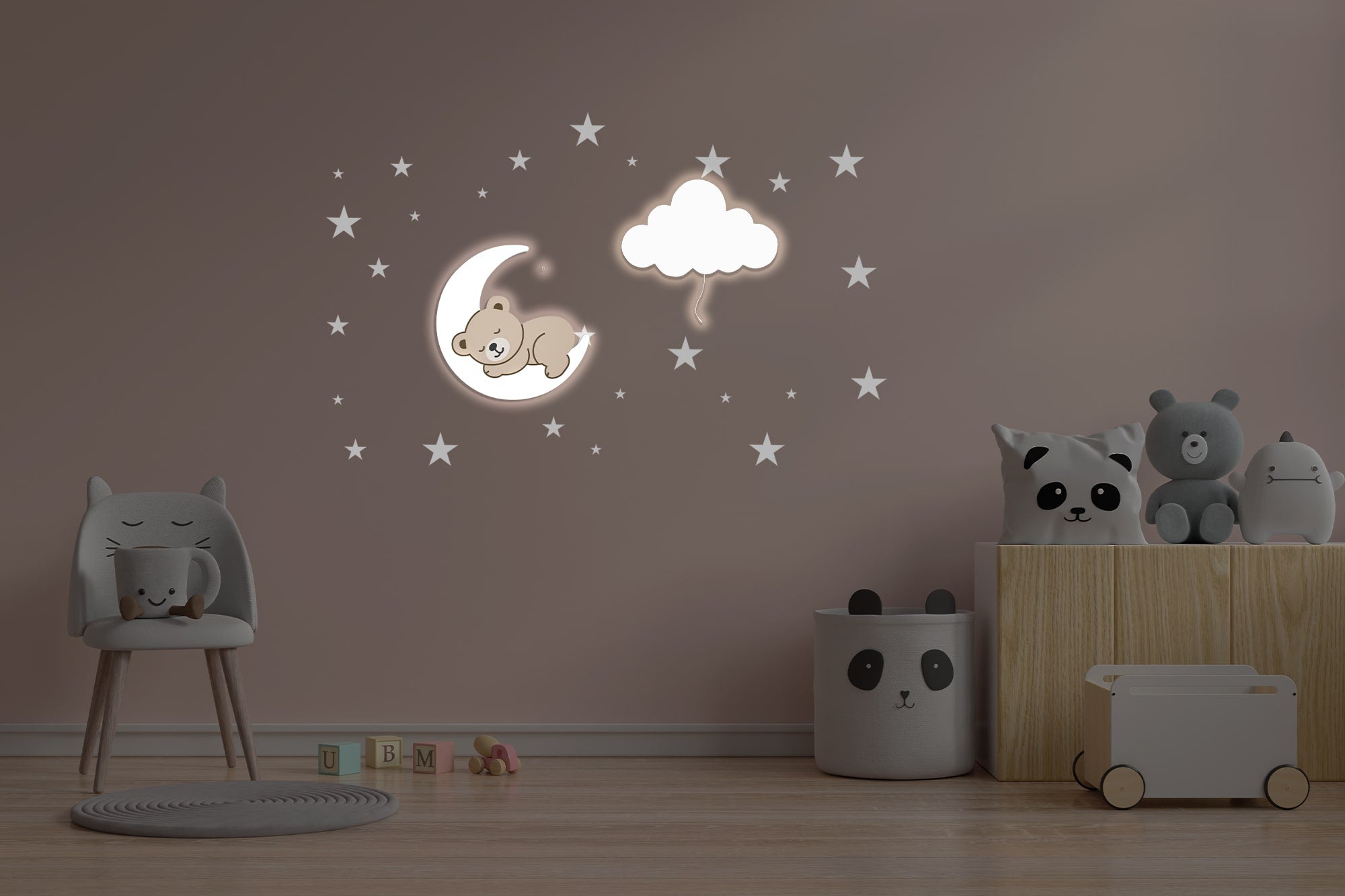 Composition 2 veilleuses murales enfant Bear & Moon