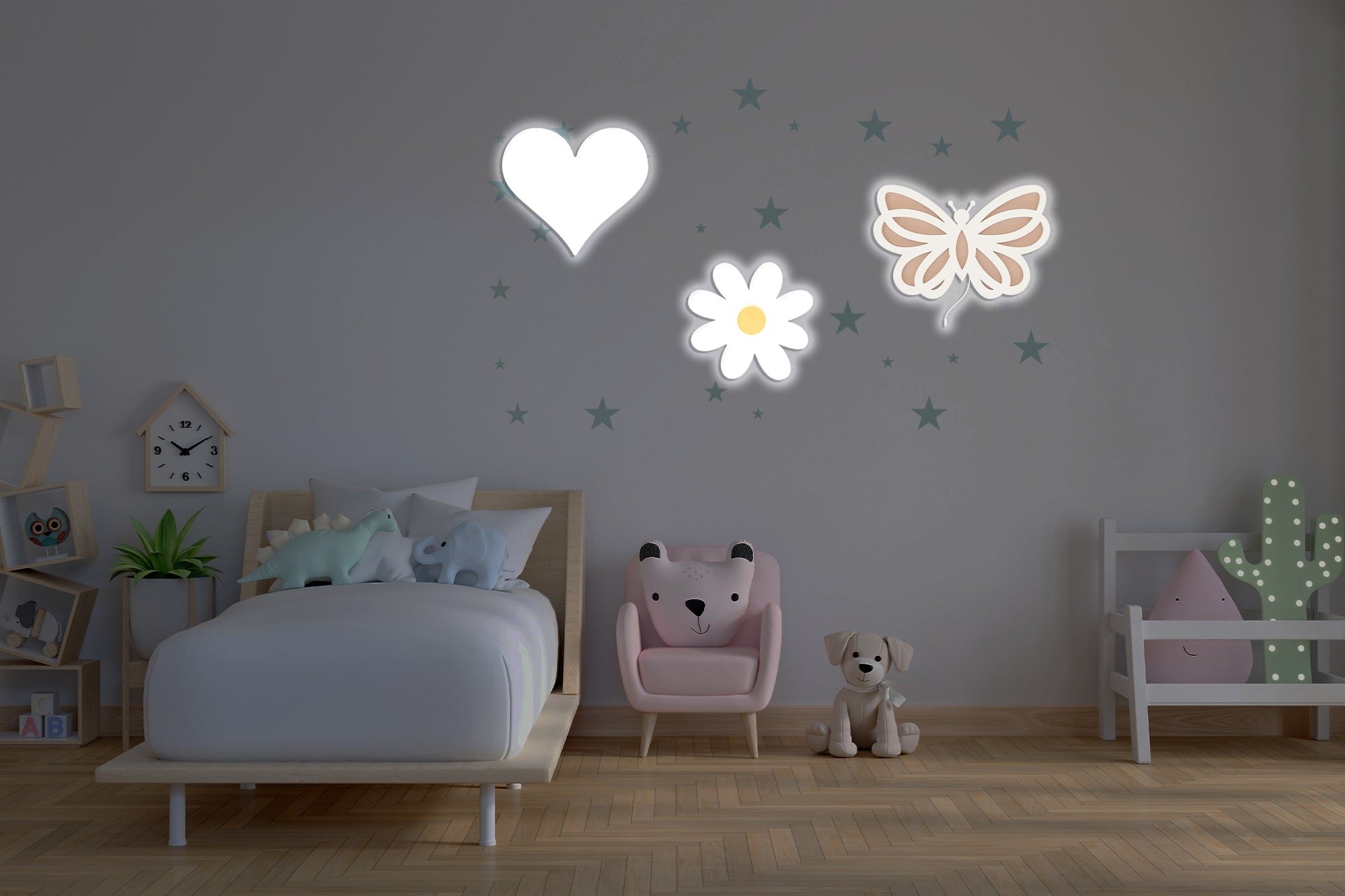 Composition 3 veilleuses murales enfant Bloom Baby
