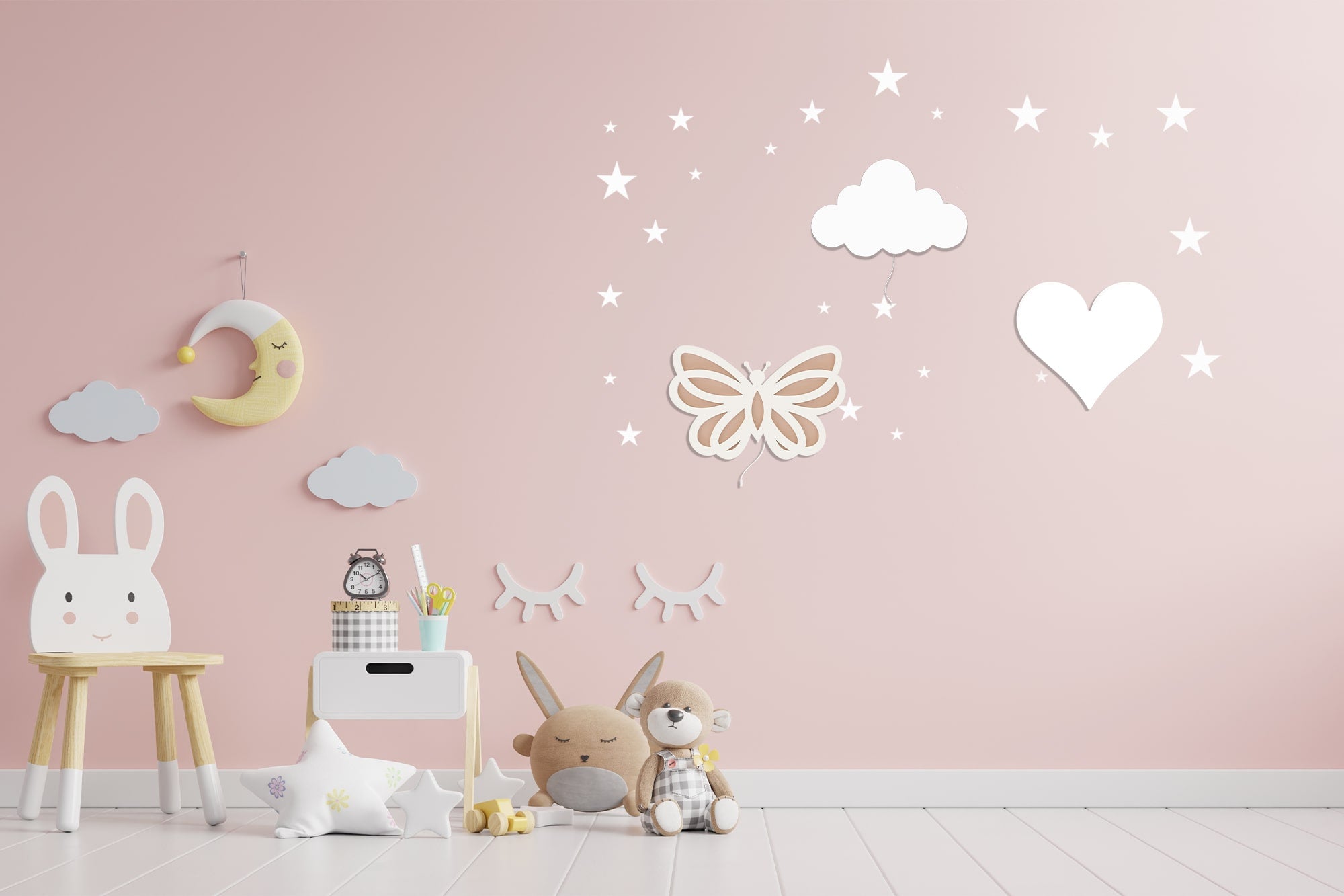 Composition 3 veilleuses murales enfant Butterfly Garden