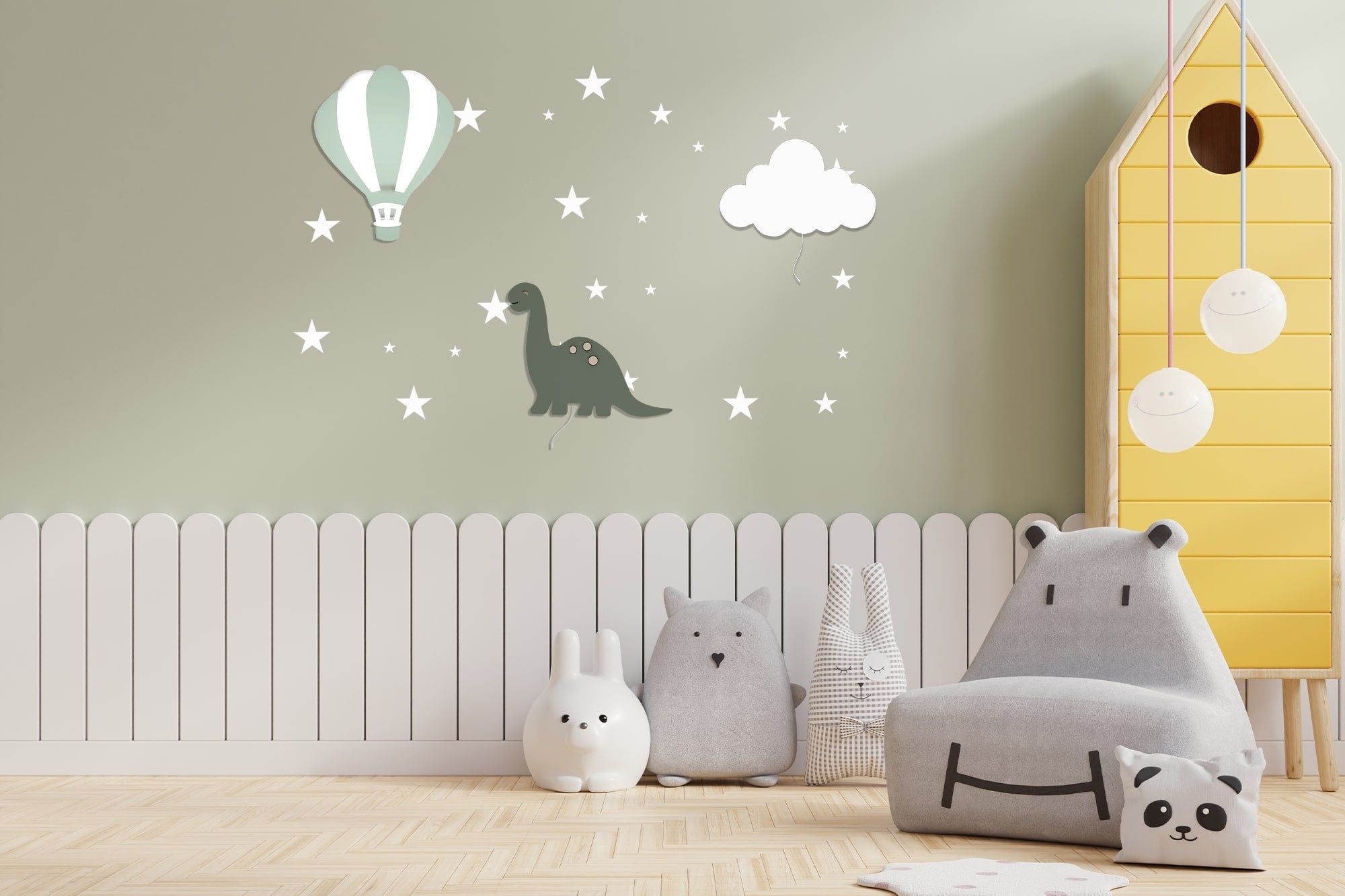 Composition 3 veilleuses murales enfant Dino Dream