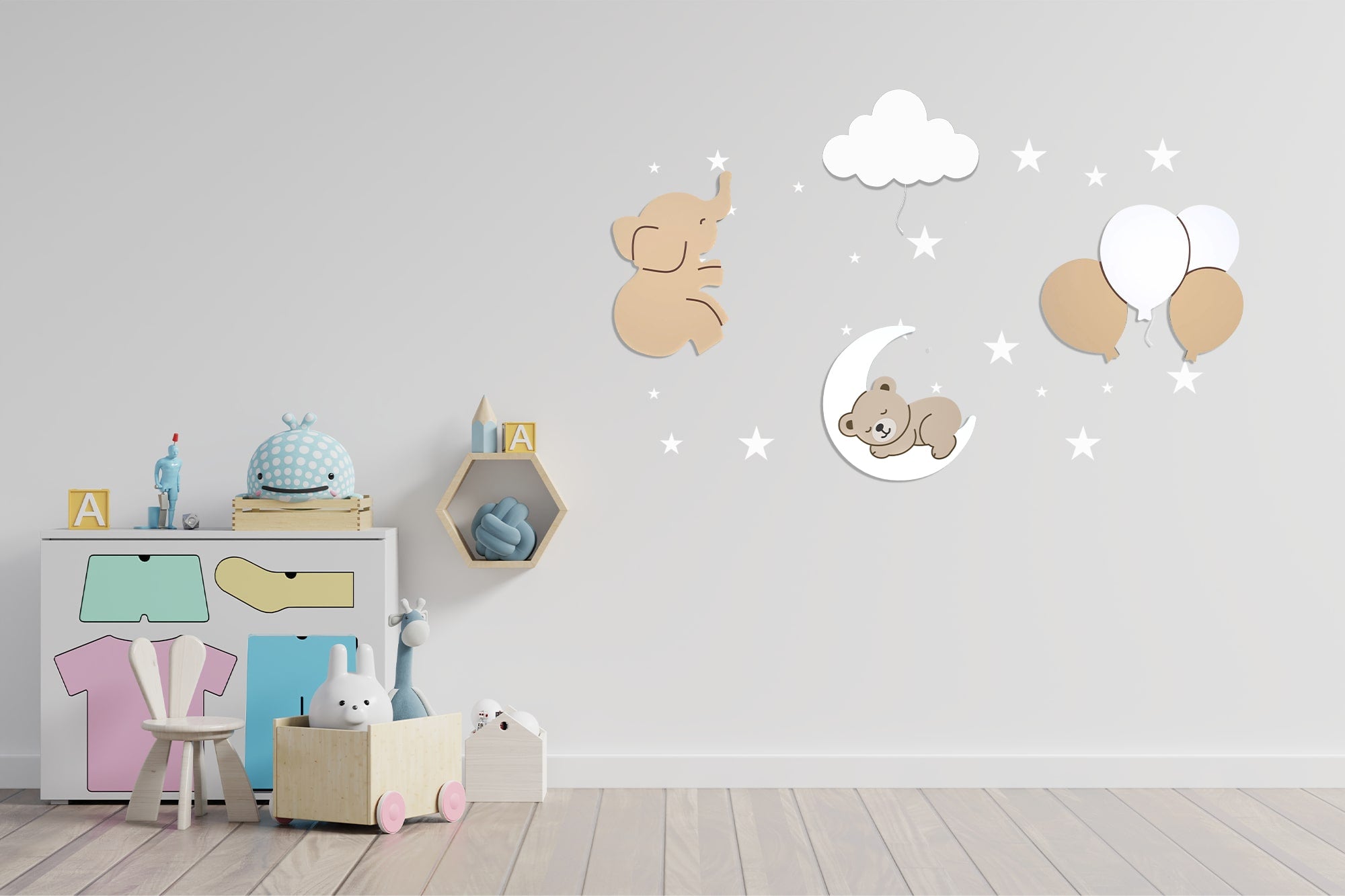 Composition 4 veilleuses murales enfant Dreamy Sky