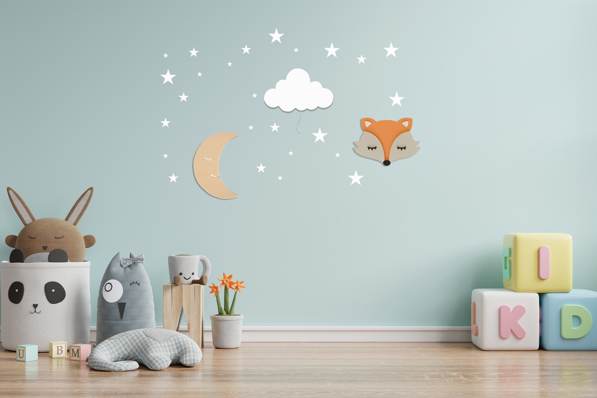 Composition 3 veilleuses murales enfant Forest Friends