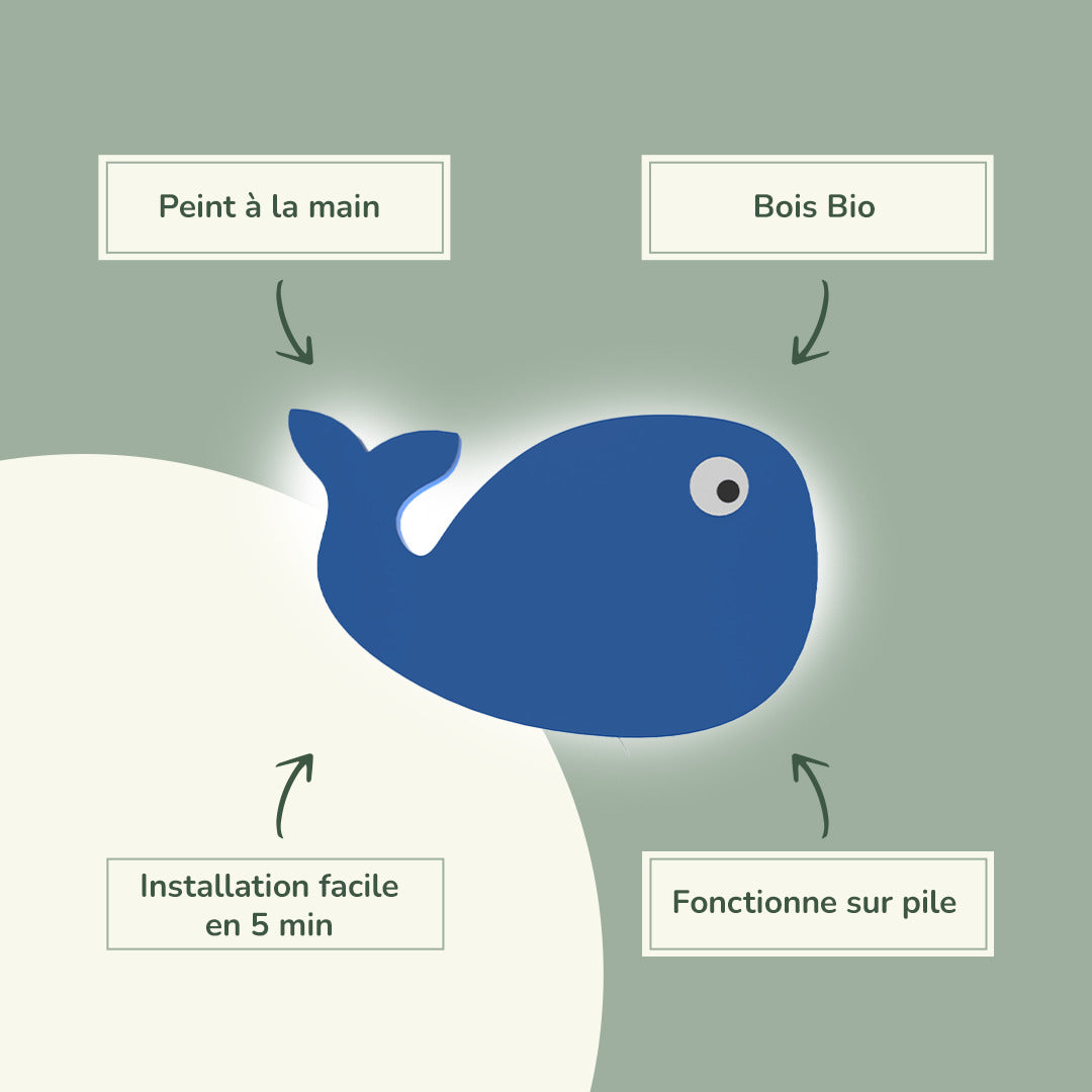 Lampe murale Veilleuse Baleine