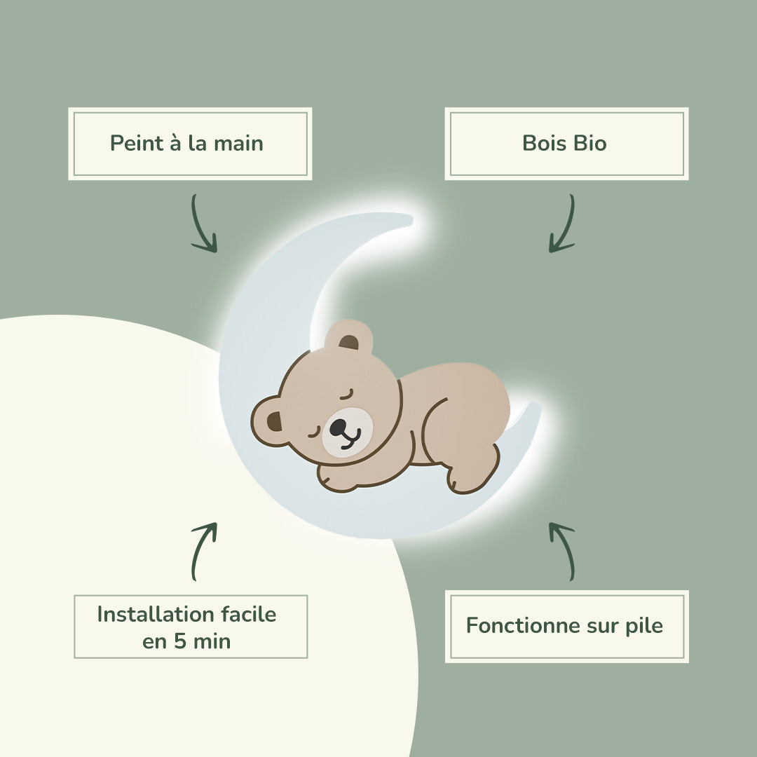 Lampe murale Veilleuse Ourson Lune