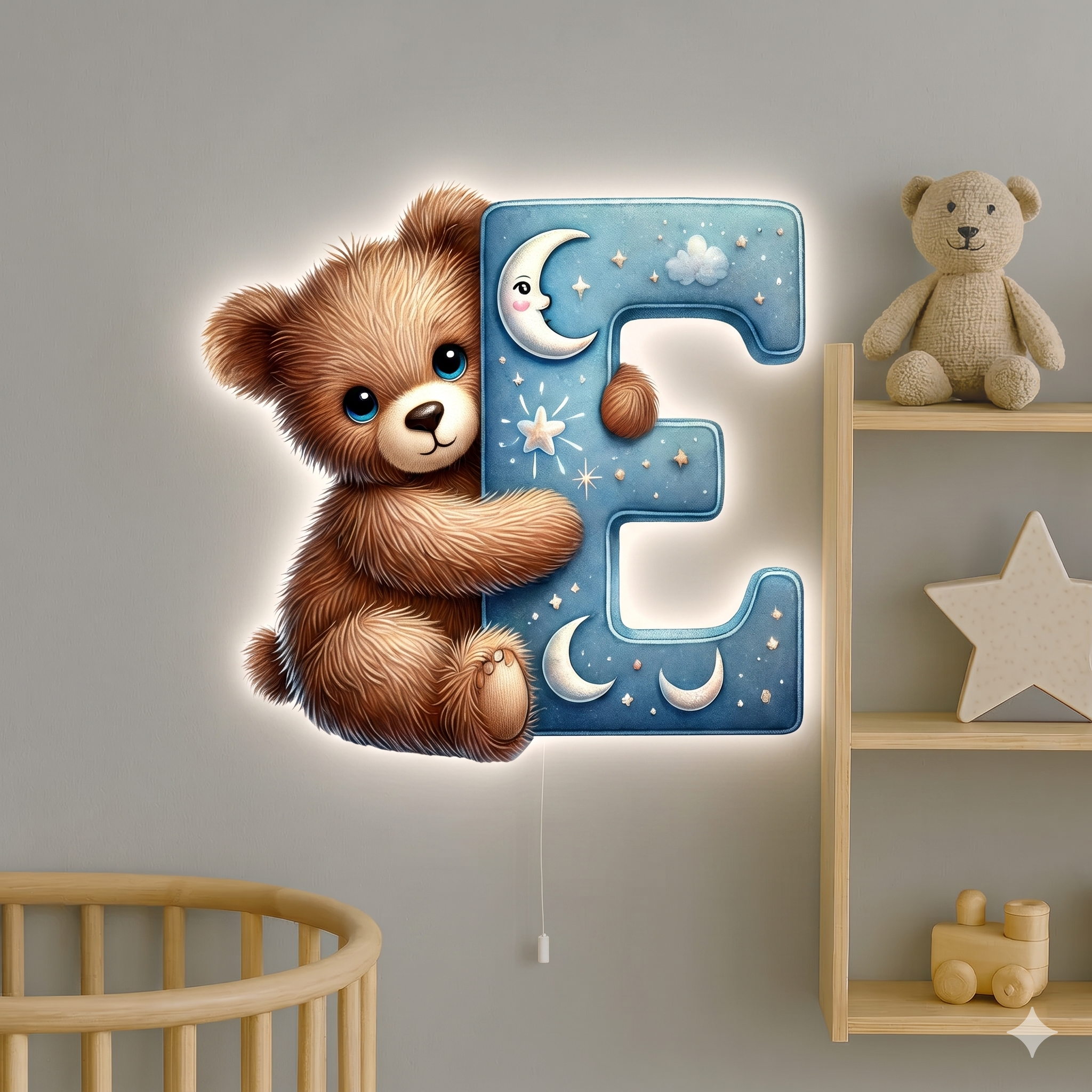Luminária de parede Candeeiro de presença Letra E