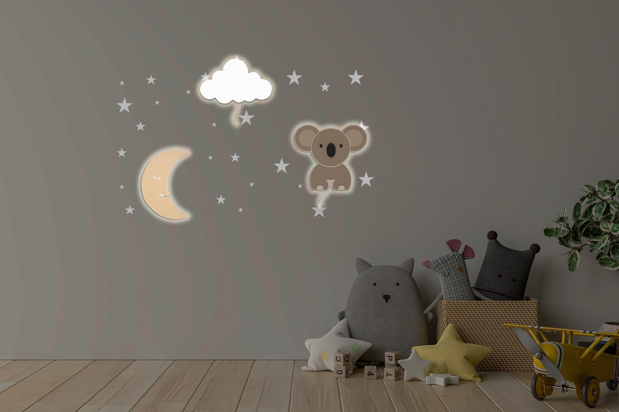 Composition 3 veilleuses murales enfant Koala Nap