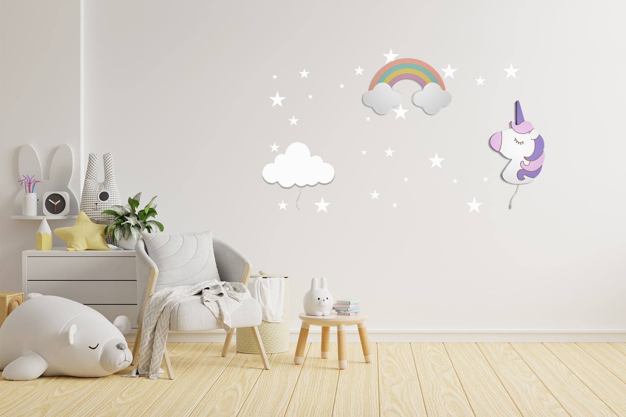 Composition 3 veilleuses murales enfant Magic Dream