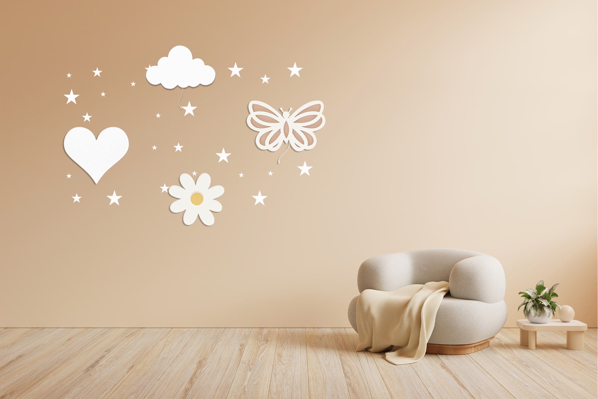 Composition 4 veilleuses murales enfant Magic Garden