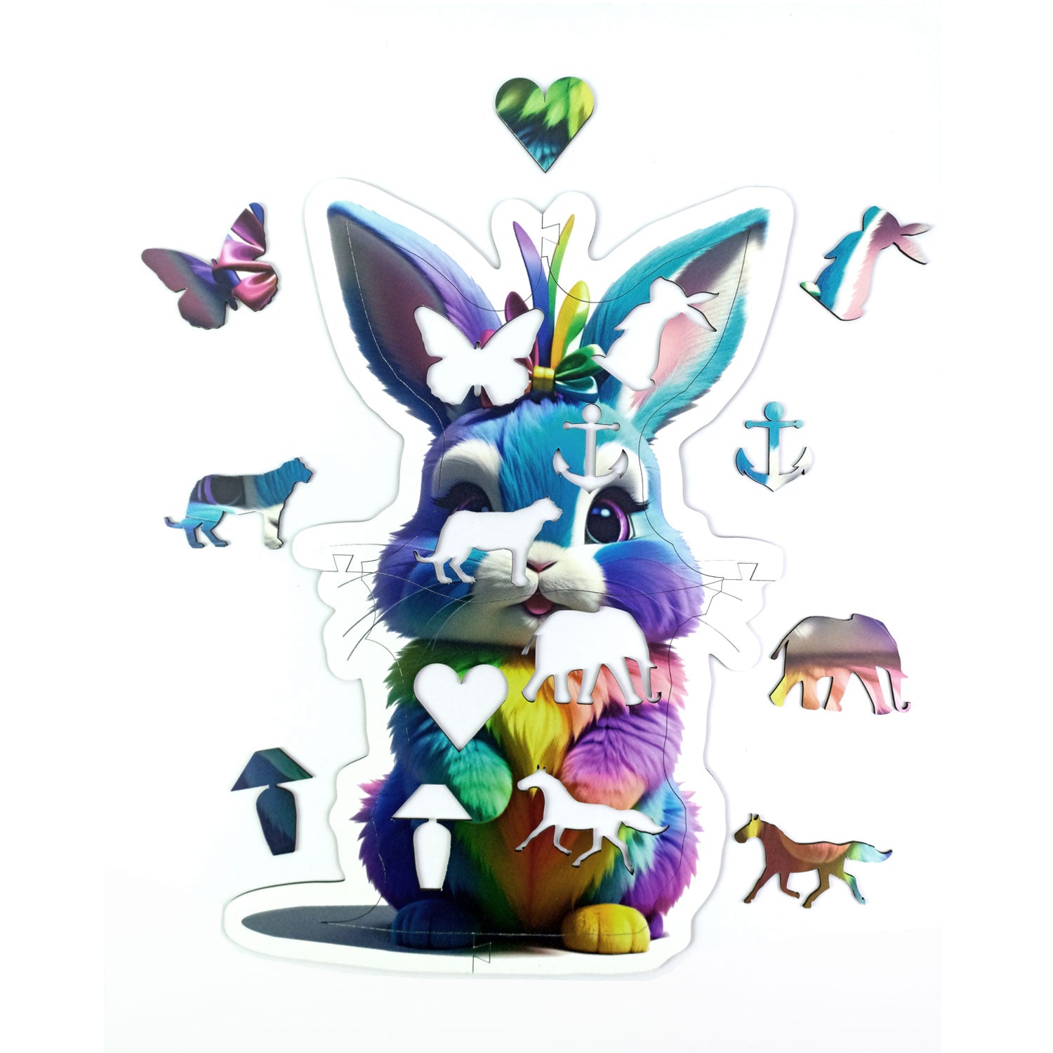 Animosa Puzzle: AGILE BLUE RABBIT in Wooden for Children