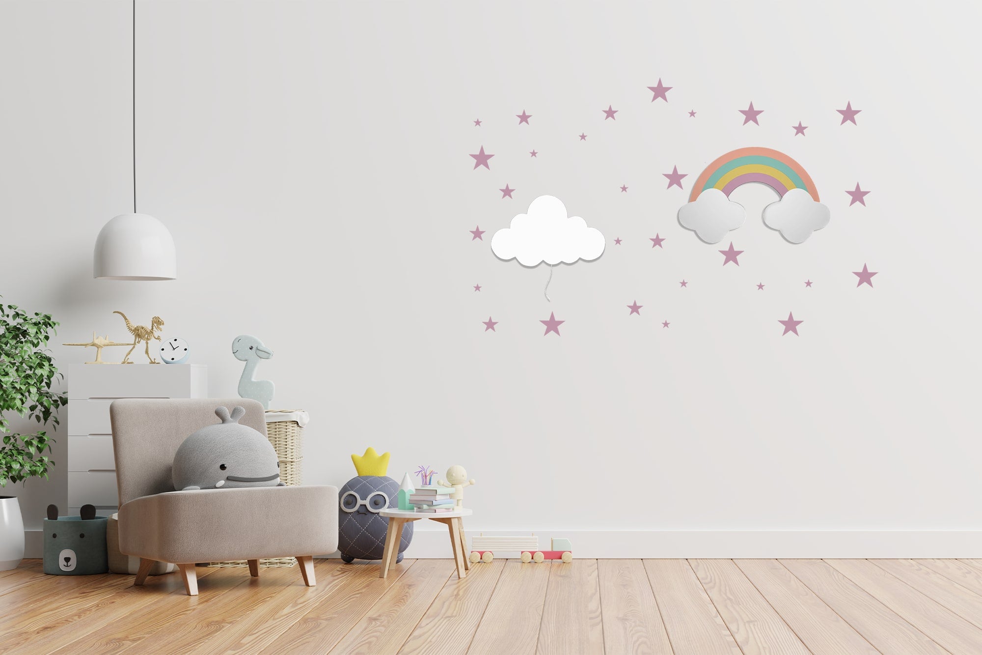 Composition 2 veilleuses murales enfant Rainbow Joy