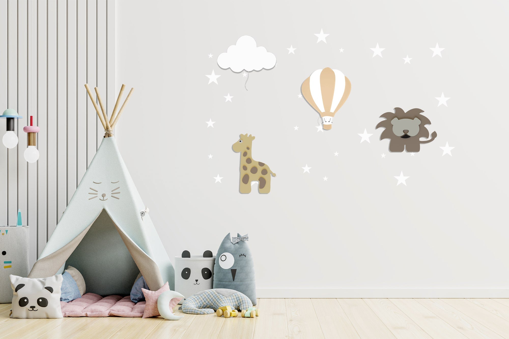 Composition 4 veilleuses murales enfant Safari Baby