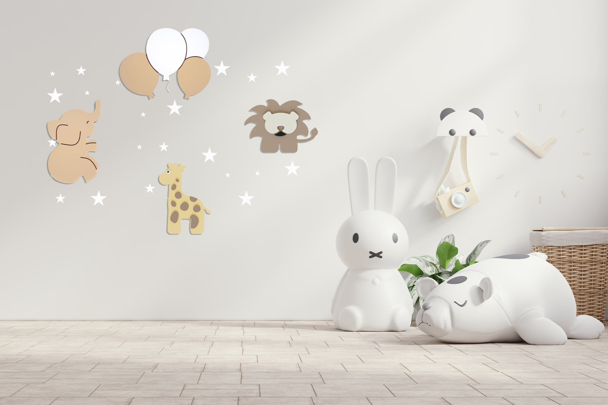 Composition 4 veilleuses murales enfant Safari Trio