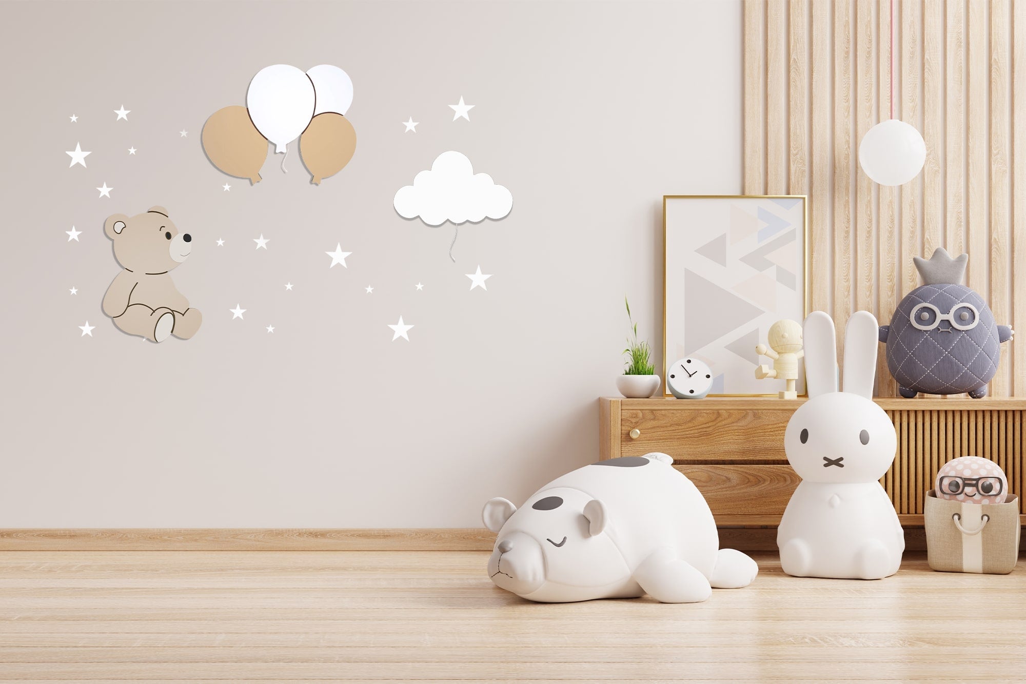 Composition 3 veilleuses murales enfant Teddy Balloons