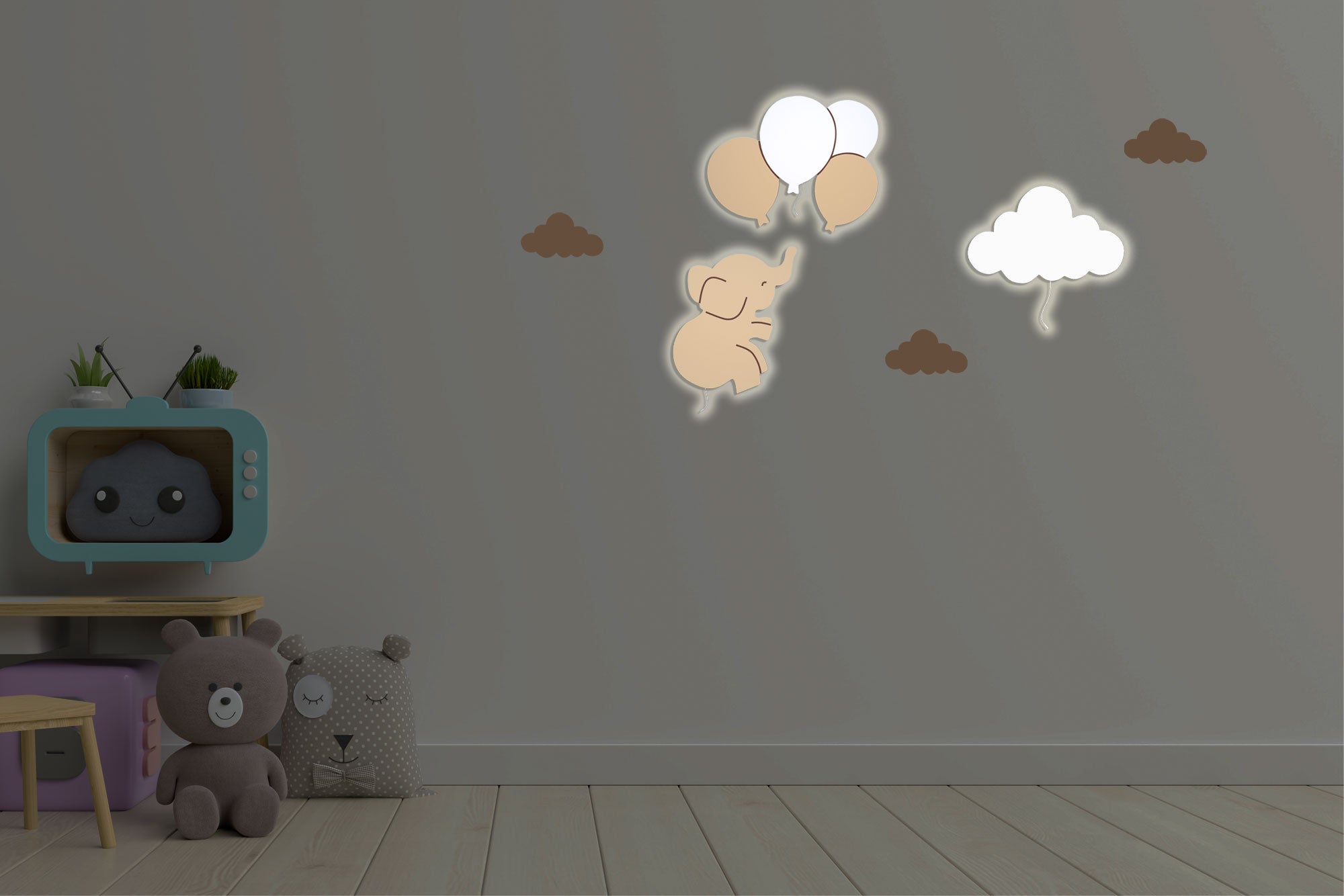 Composición de luz nocturna infantil de pared BabyNotte Cube - Mando a distancia