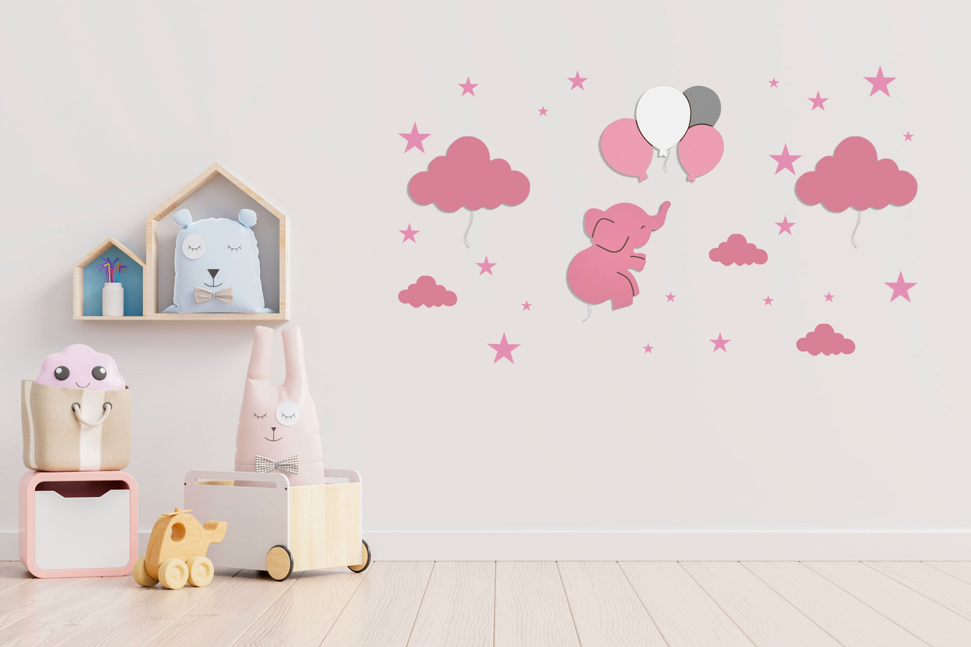 BabyNotte Candy Pink kinder nachtlampje voor aan de muur compositie