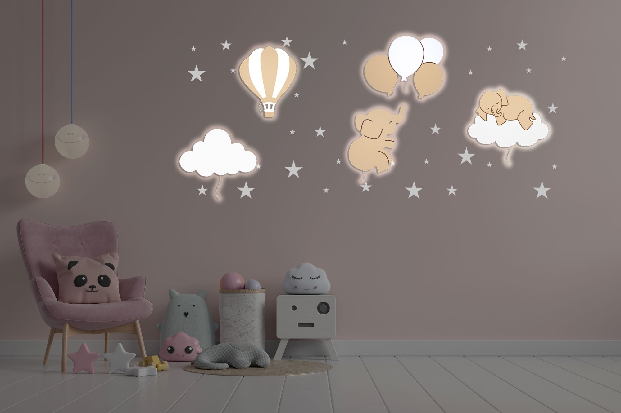 Composición de luz nocturna infantil de pared Sublime BabyNotte - Mando a distancia