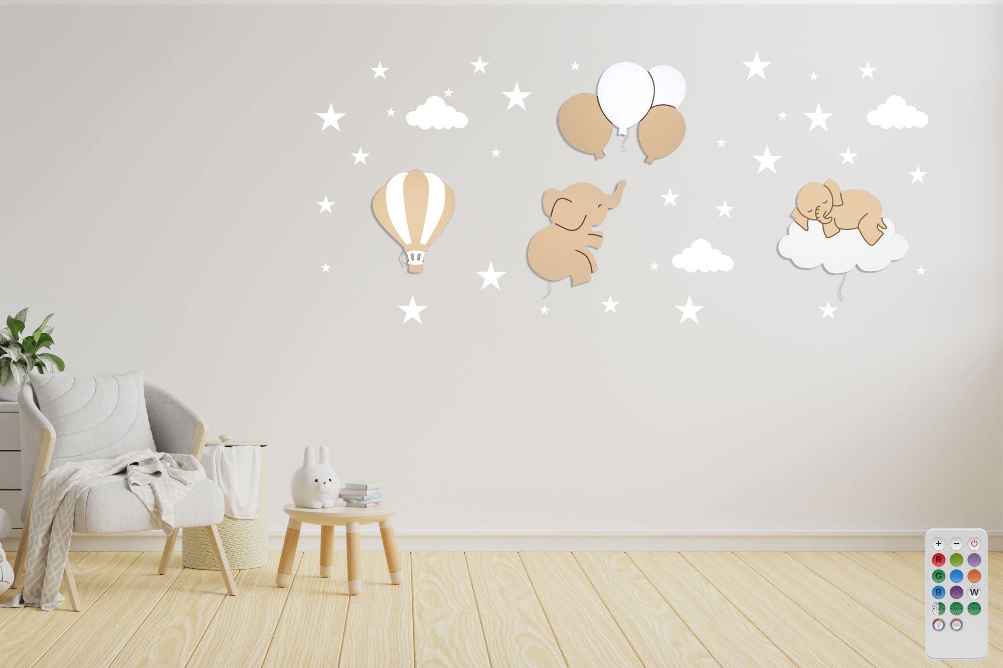 Composición de luz nocturna infantil de pared BabyNotte Tidy - Mando a distancia