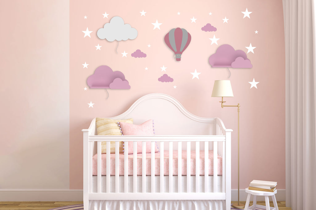 Décoration murale chambre bebe, cadeau naissance, chambre fille, rose,lila  ,gris, cadeau personnalise : par decobebe