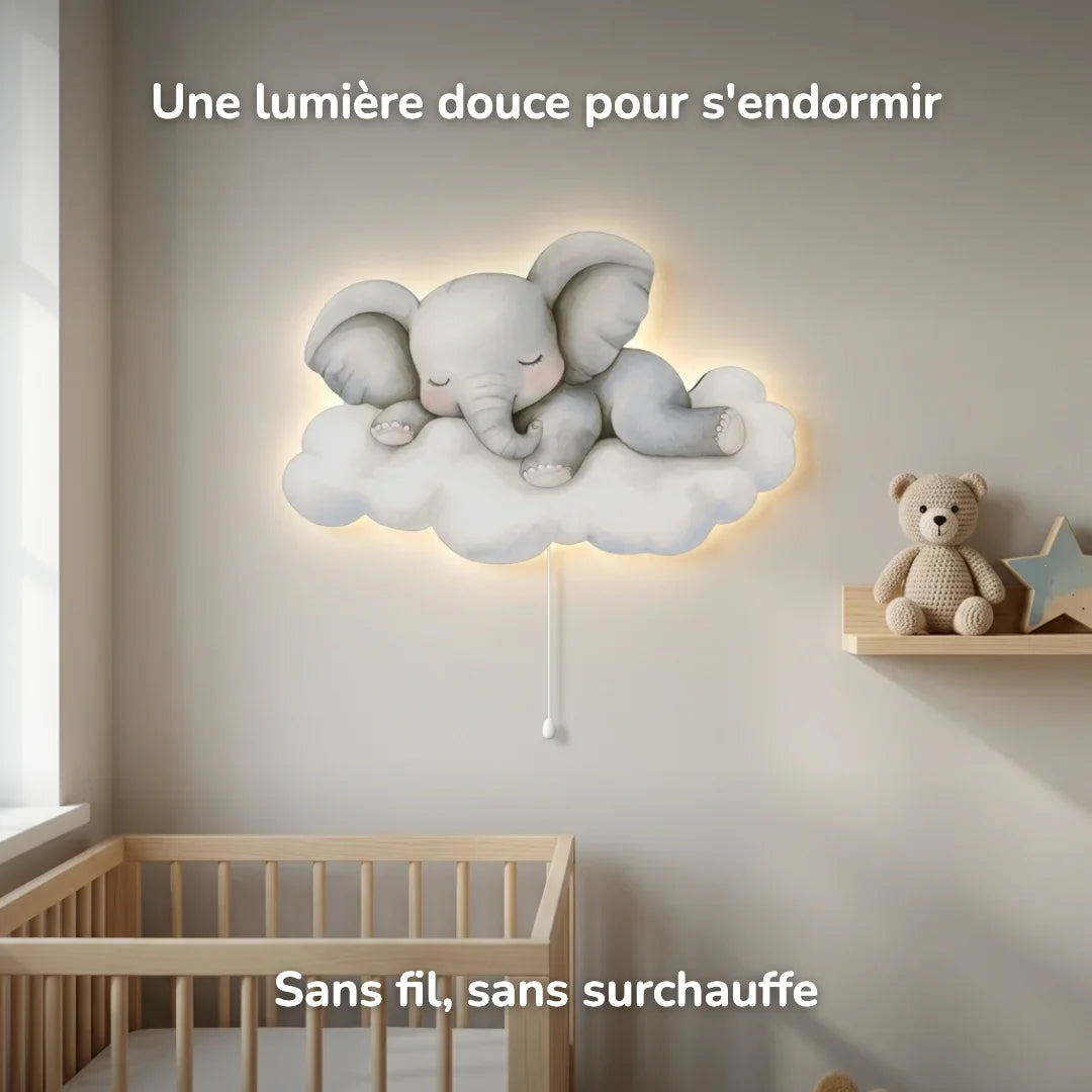 Lámpara de pared Luz nocturna Elefante Nube