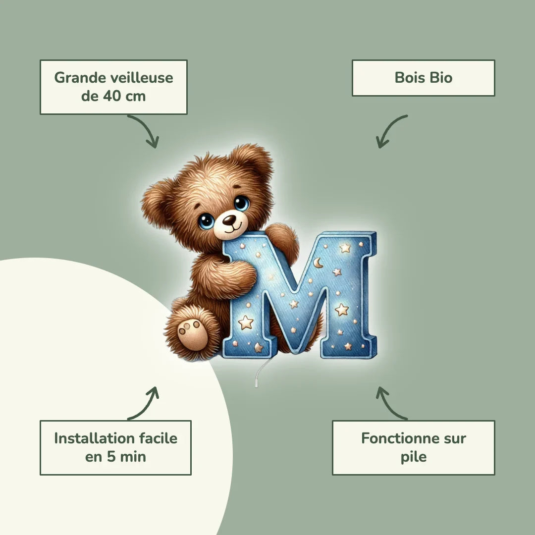 Candeeiro de parede Luz de presença Letra M