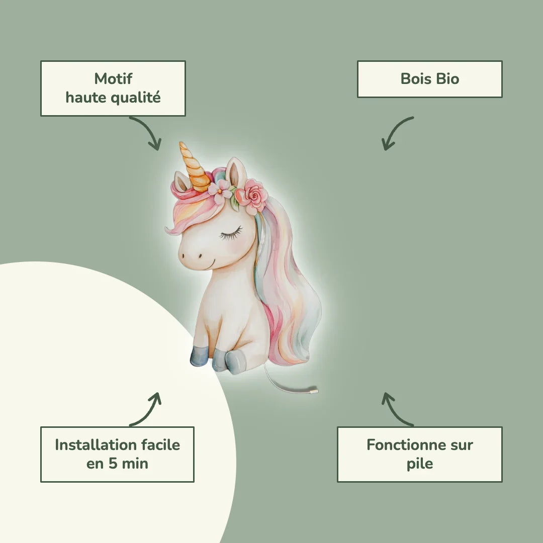 Lampada da parete Luce notturna Unicorno Arcobaleno