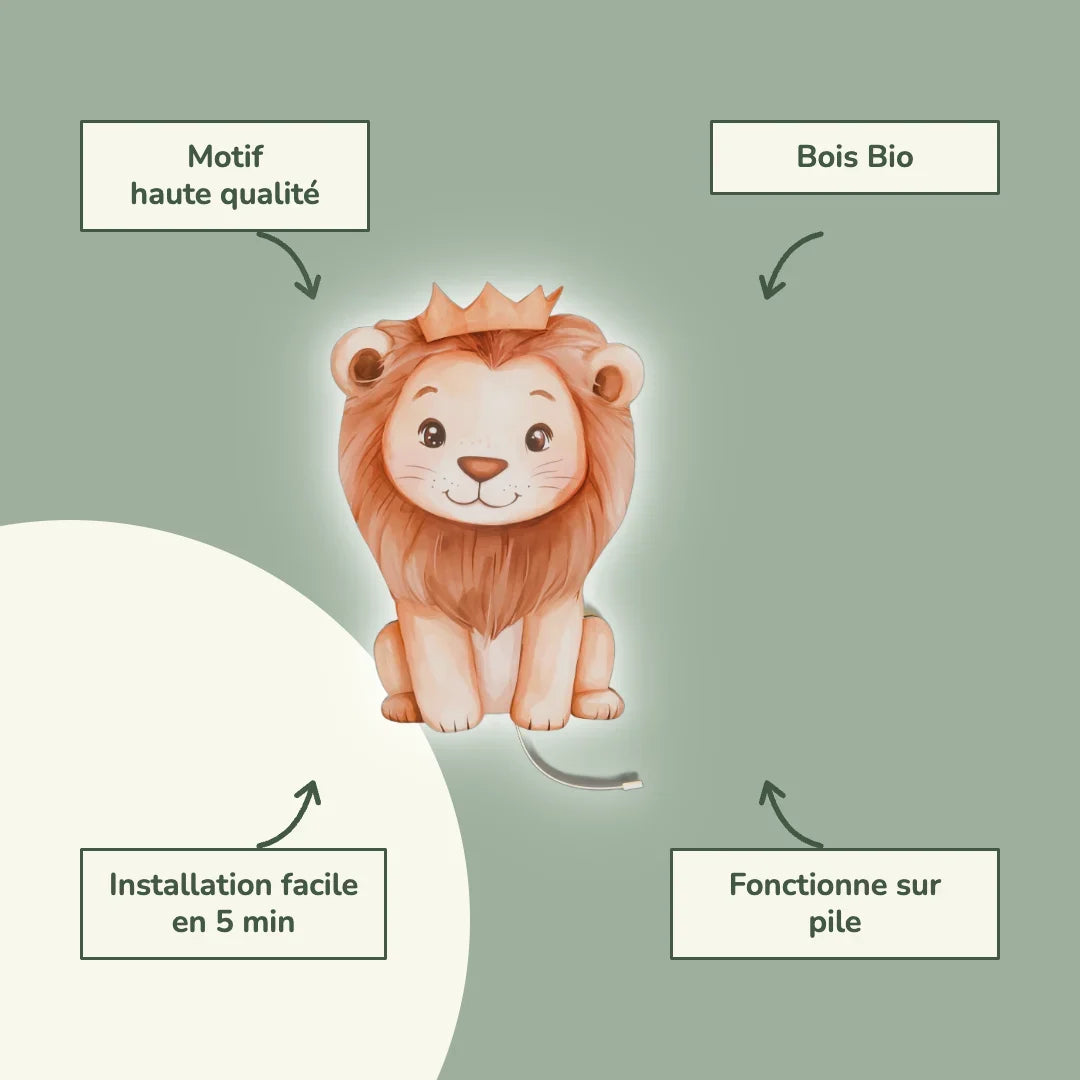 Lampe murale Veilleuse Lion Couronne