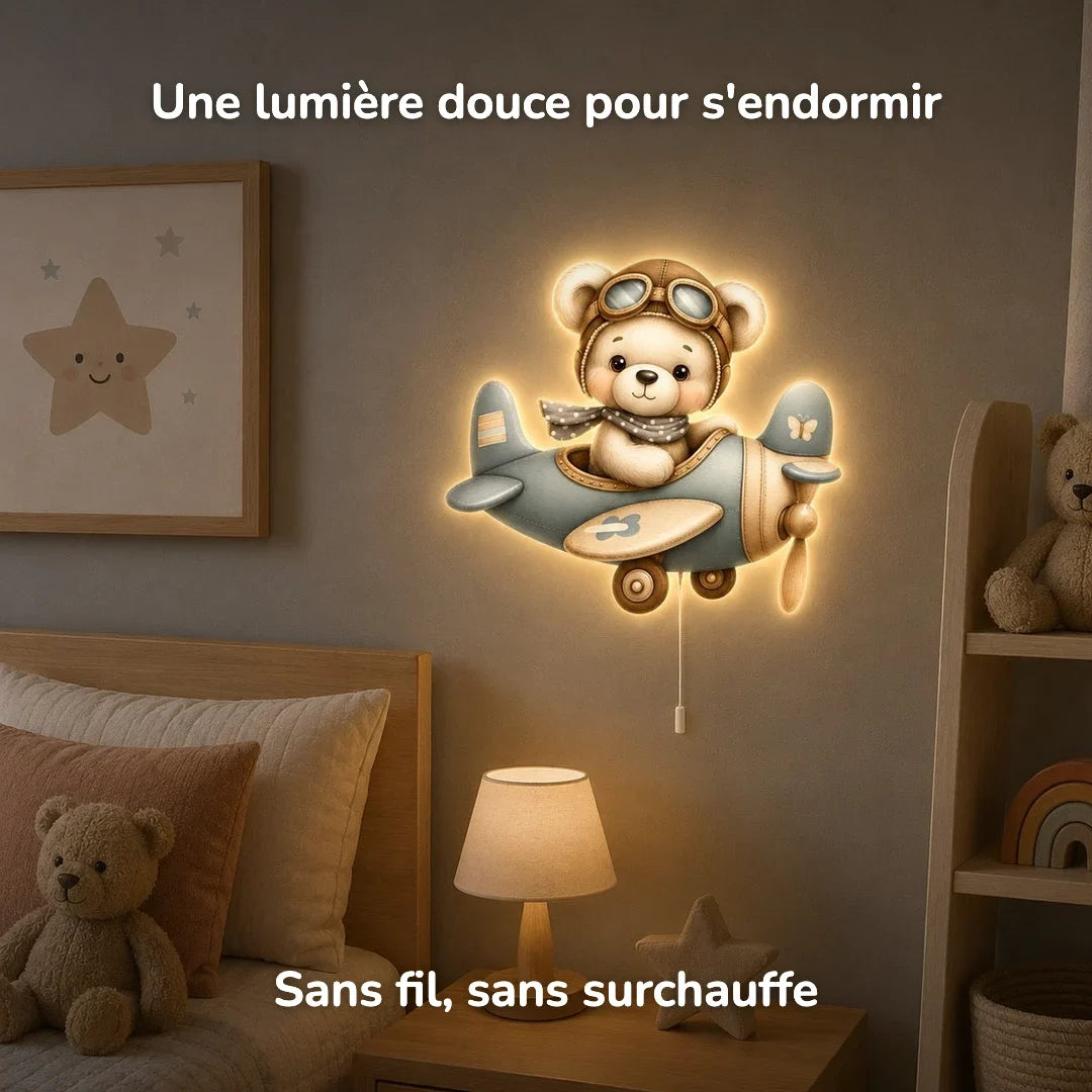 Lámpara de pared Luz nocturna Osito en avión derecha