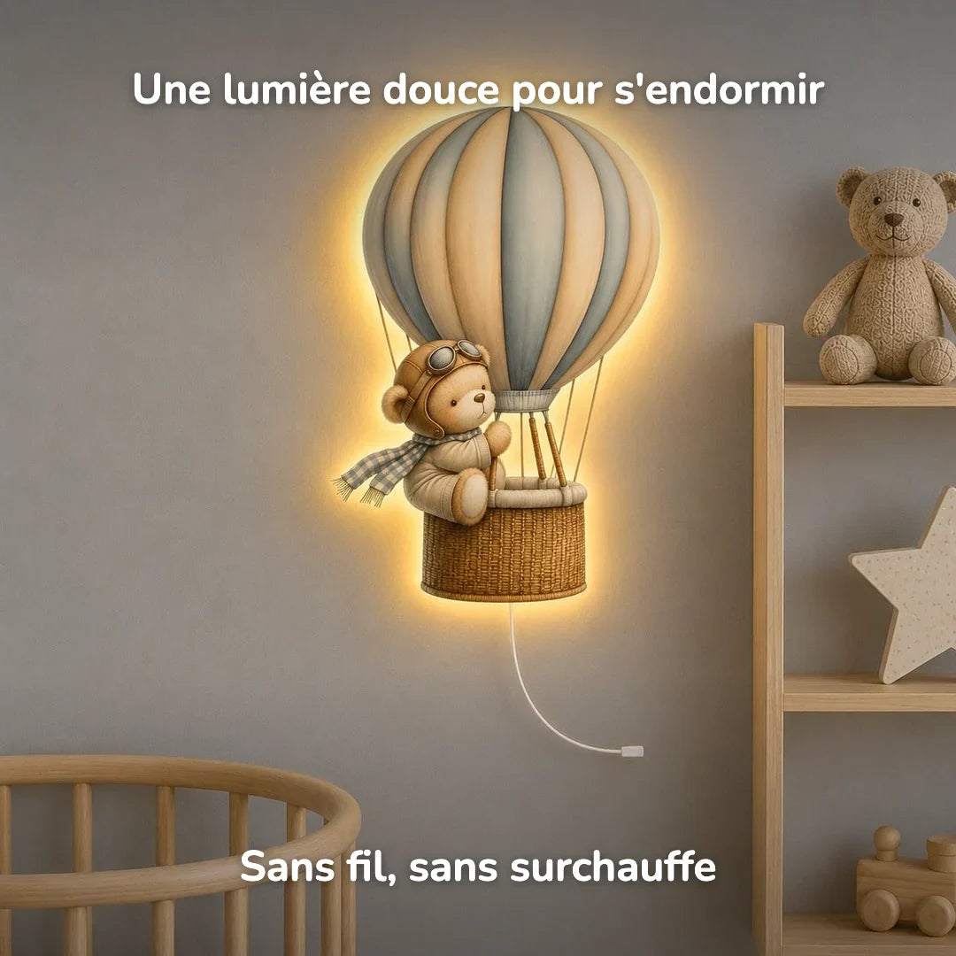 Lámpara de pared Luz nocturna Osito en globo aerostático