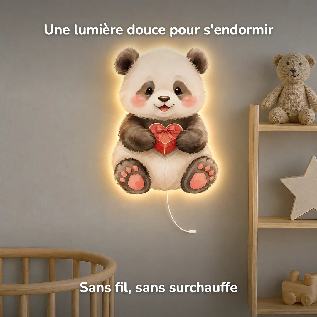 Lámpara de pared Luz nocturna Panda con regalo corazón
