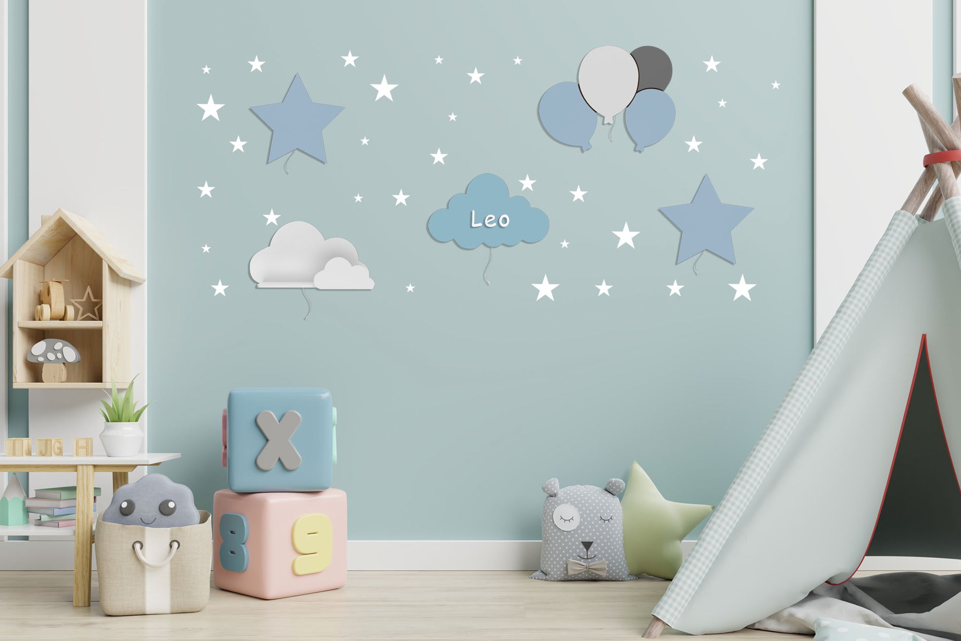 Applique-murale-babynotte-leo bleu