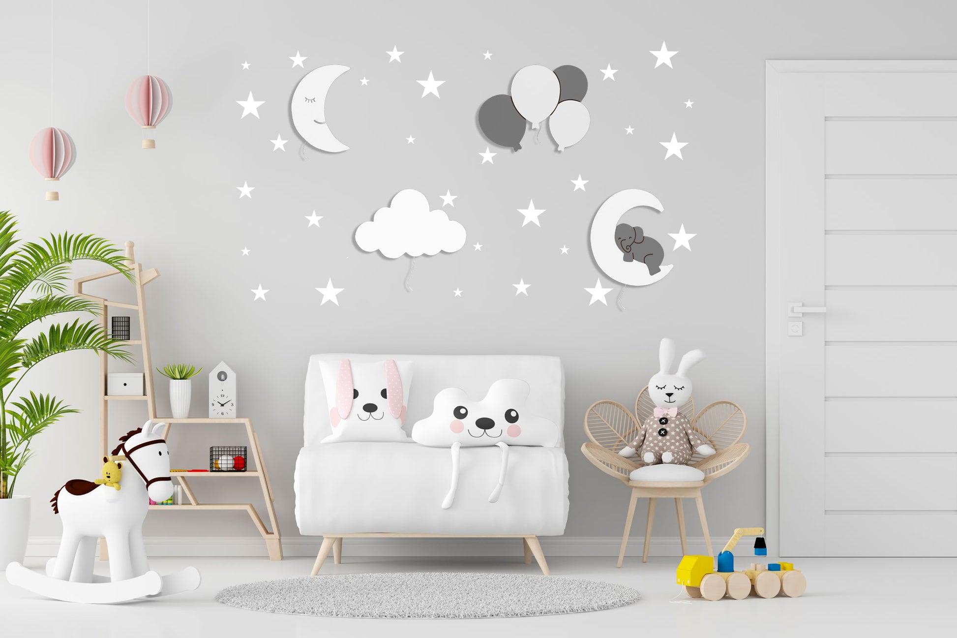 Applique-murale-pour-bébé-lune-et-ballon-blanc