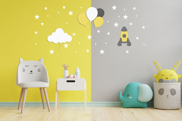 Babynotte-lenny-et-alba-luminaire-murale-pour-chambre-bébé-fusée jaune