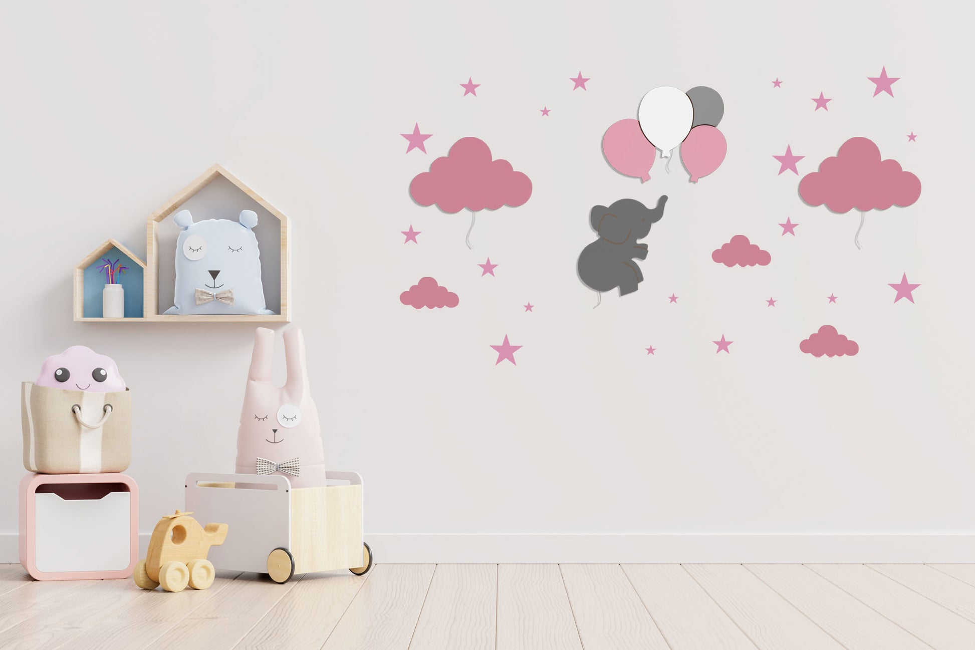 Babynotte-lenny-et-alba-luminaire-murale-pour-chambre-bébé-nuage rose 