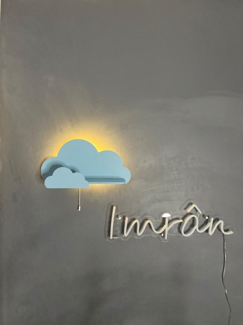 Wandlamp Nachtlampje Wolk Plank