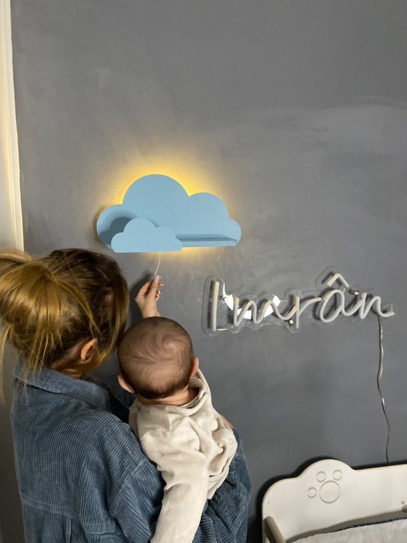 Wandlamp Nachtlampje Wolk Plank
