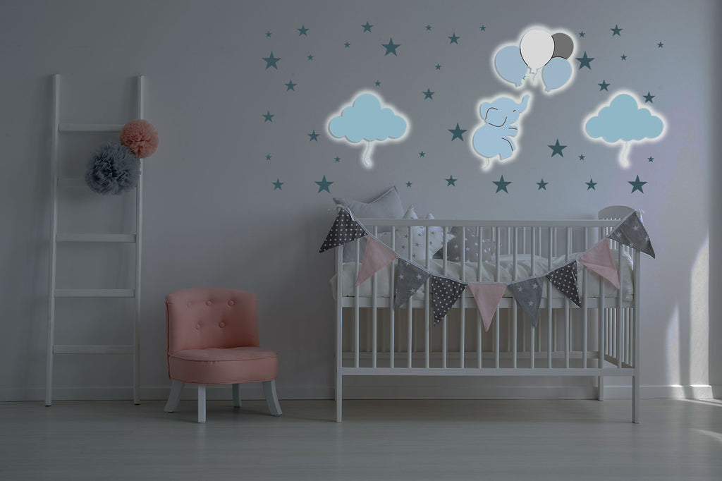 applique-murale-pour-chambre-bébé-babynotte-elephant-nuage-bleu nuit