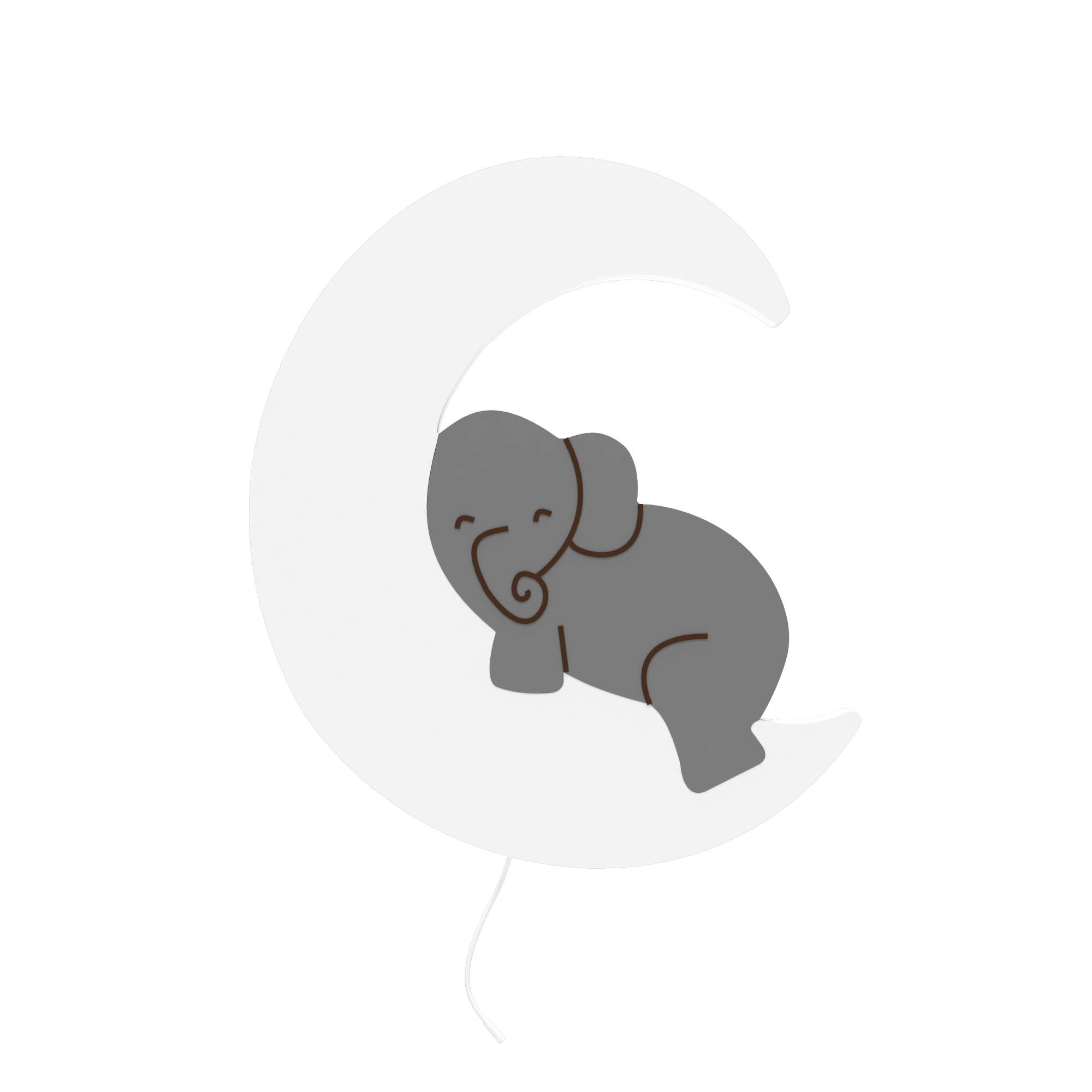 applique murale pour bébé elephanteau sur lune blanc