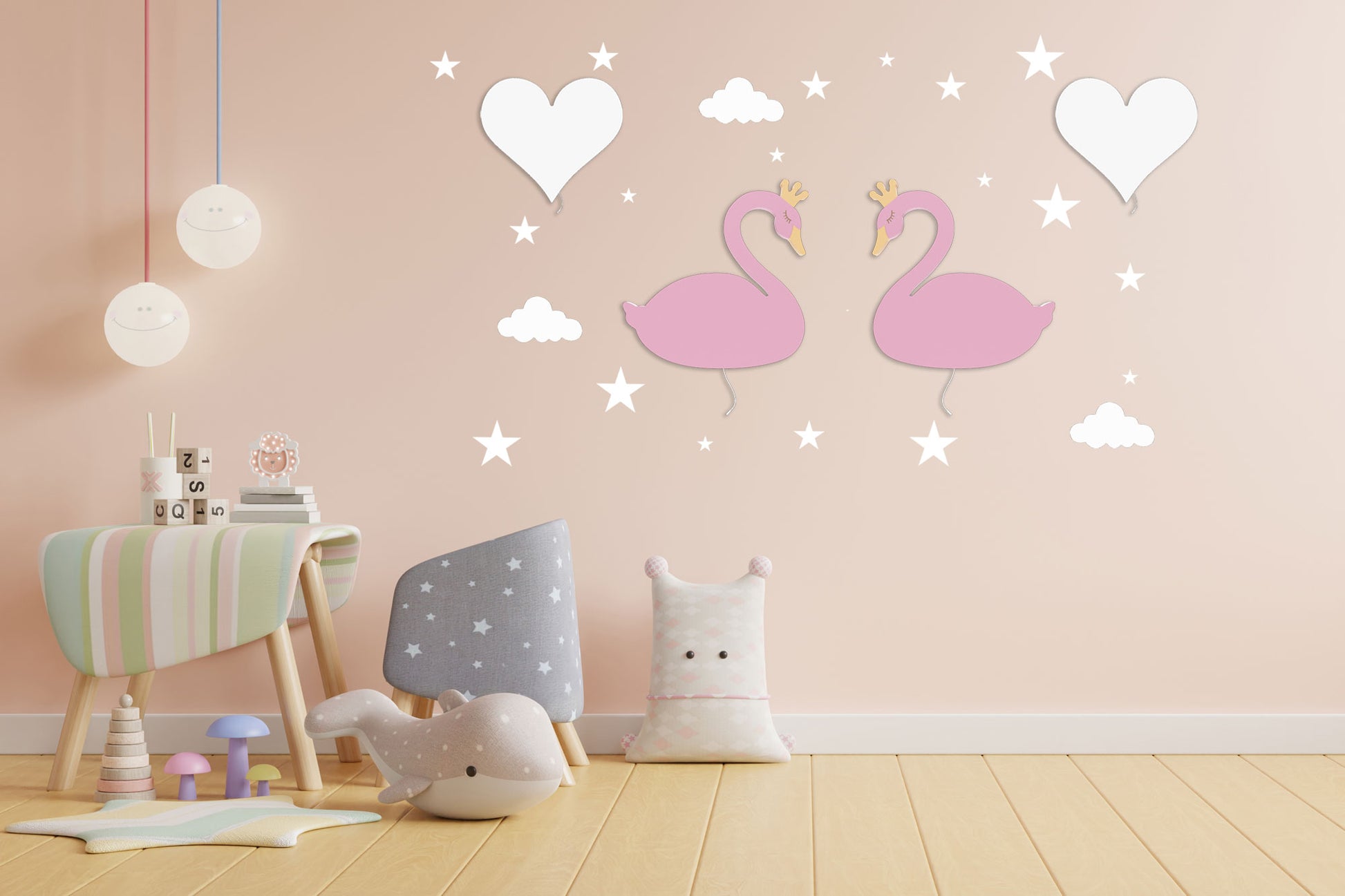 babynotte-applique-murale-lenny-et-alba-cygne-rose-coeur-blanc-nuage-blanc