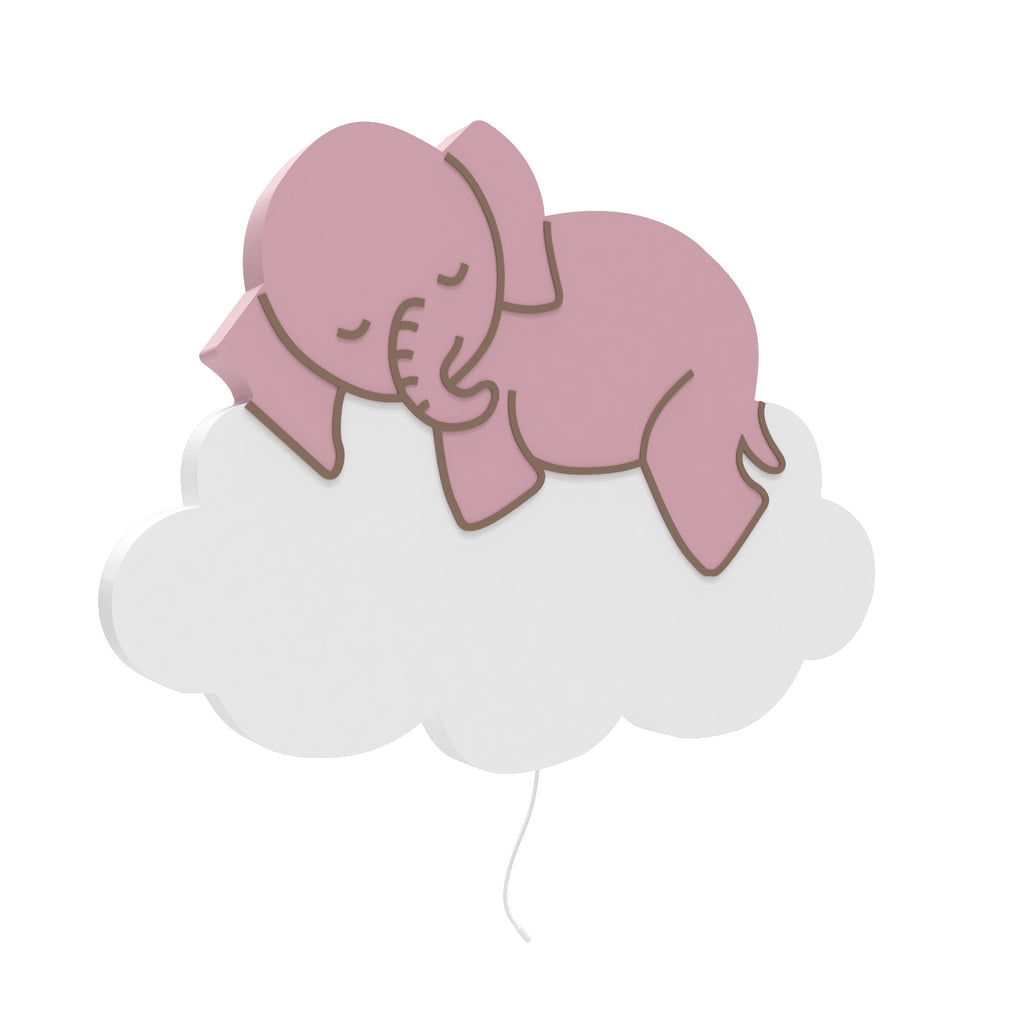 lampe-murale-pour-chambre-enfant-éléphant-rose-sur-nuage