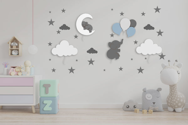 lampe murale babynote Elephant nuage bleu ballon