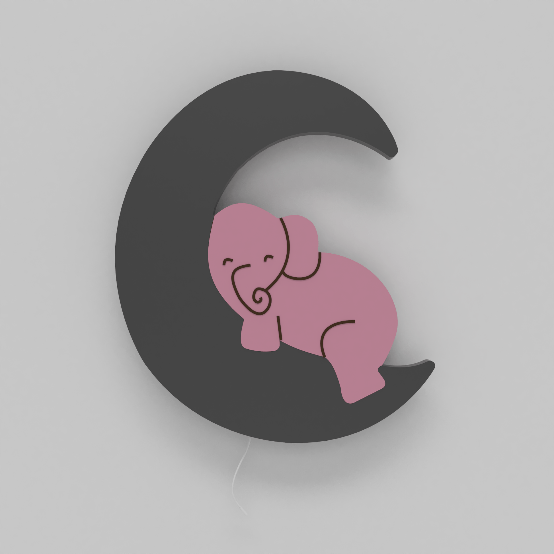 lampe murale pour bébé avec pile éléphant sur lune