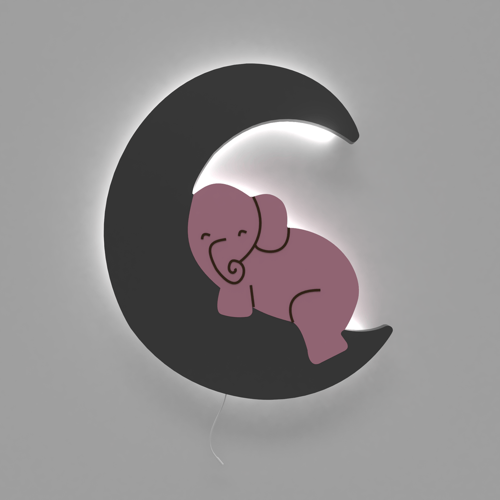 lampe murale pour bébé éléphant sur lune