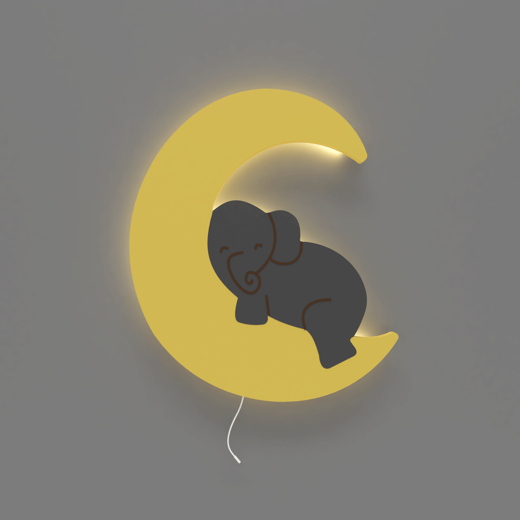 luminaire murale pour chambre enfant elephant sur lune jaune