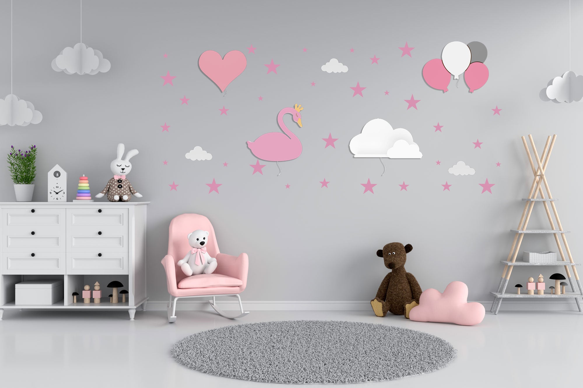 vellieuse-murale-babynotte-cygne rose